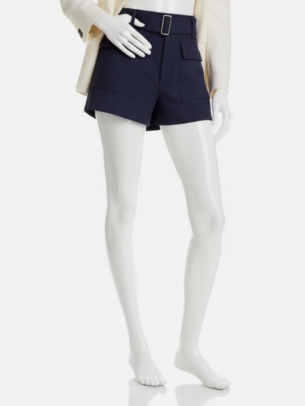 A.L.C. Women's Blue Solid Belted Oakland Chino Shorts Size 8